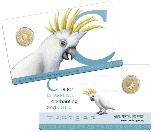 2015 $1 Alphabet Cockatoo Coloured Uncirculated Coin