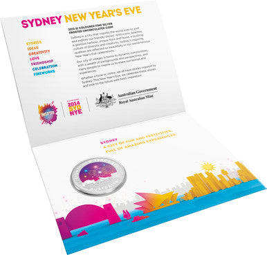 2015 $1 Sydney New Year's Eve 1/2oz Silver Coloured Frosted Uncirculated Coin