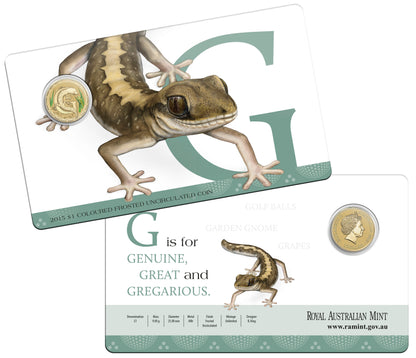 2015 $1 Alphabet Gecko Coloured Uncirculated Coin