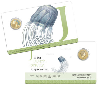 2015 $1 Alphabet Jellyfish Coloured Uncirculated Coin