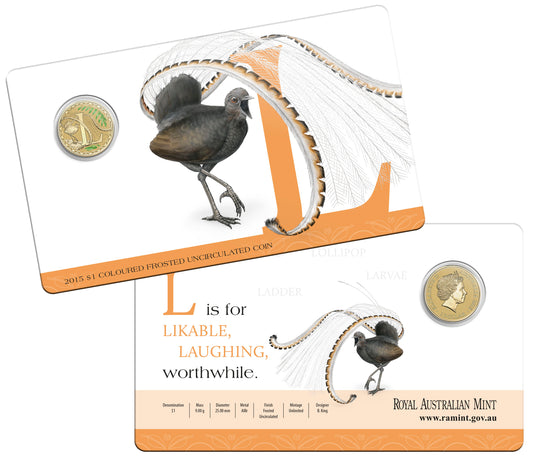 2015 $1 Alphabet Lyrebird Coloured Uncirculated Coin