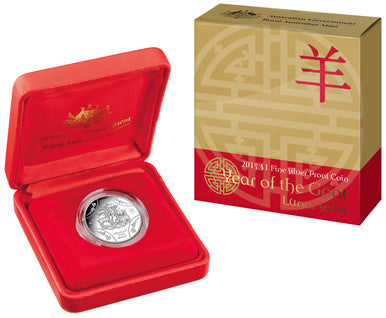 2015 $1 Year of The Goat Silver Proof Coin