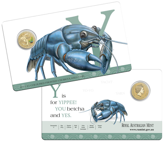 2015 $1 Alphabet Yabby Coloured Uncirculated Coin