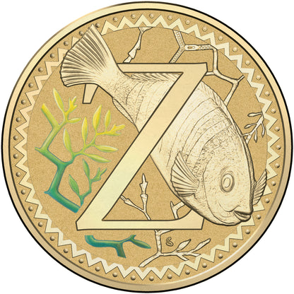 2015 $1 Alphabet Zebra Fish Coloured Uncirculated Coin