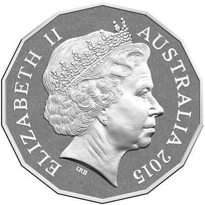 2015 50c Year of The Goat Silver Frosted Uncirculated Tetradecagon Coin