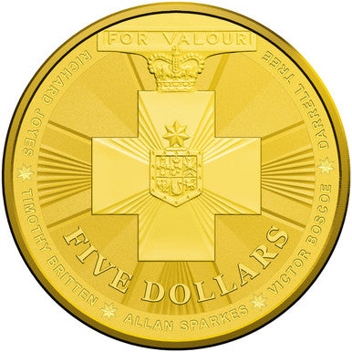 2015 $5 Australian Bravery Gold Plated 1oz Silver Uncirculated Coin