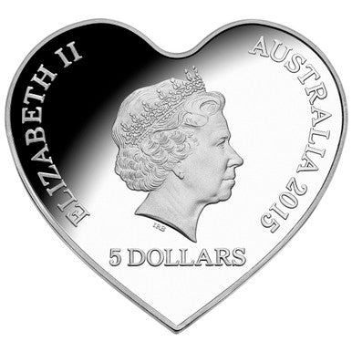 2015 $5 Eternal Love 1oz Silver Coloured Heart Shaped Proof Coin