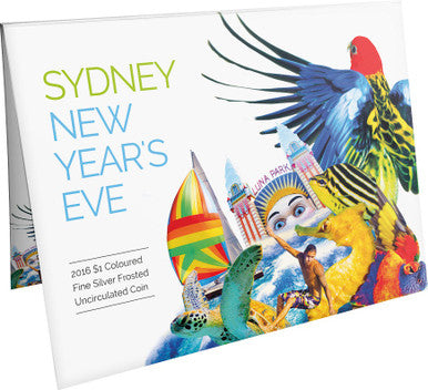 2016 $1 Sydney New Year's Eve 1/2oz Silver Coloured Frosted Uncirculated Coin