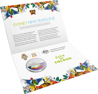 2016 $1 Sydney New Year's Eve 1/2oz Silver Coloured Frosted Uncirculated Coin