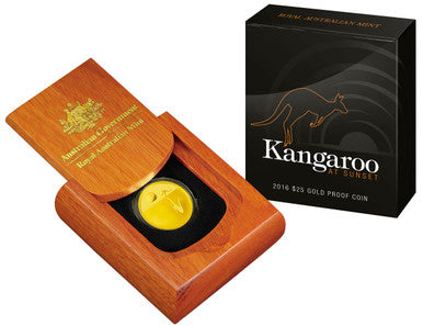 2016 $25 Kangaroo At Sunset 1/5oz Gold Proof Coin