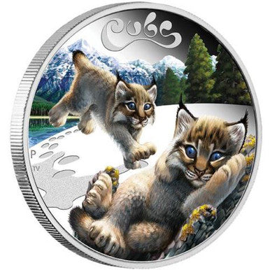 Tuvalu 2016 50c Lynx Cubs 1/2oz Silver Coloured Proof Coin