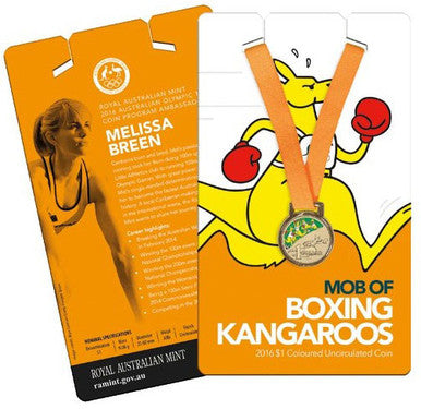 2016 $1 Mob of Boxing Kangaroos Melissa Breen Coloured Uncirculated Coin