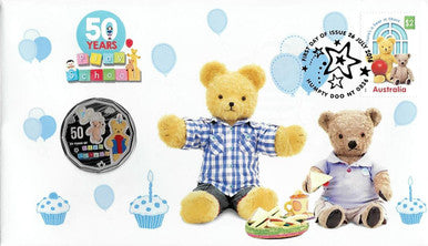 2016 50c 50 Years of Play School Big Ted and Little Ted PNC