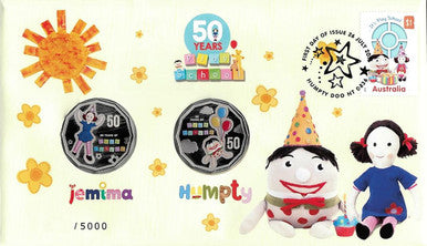 2016 50c 50 Years of Play School Jemima and Humpty 2 Coin PNC