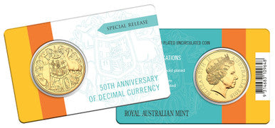 2016 50c 50th Anniversary of Decimal Currency Gold Plated Uncirculated Coin