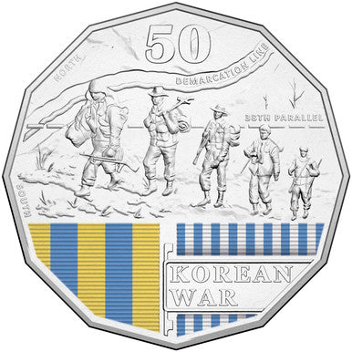 2016 50c Australia At War Korean War Coloured Uncirculated Coin