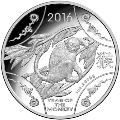 2016 $1 Year of The Monkey 1oz Silver Proof Coin