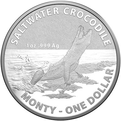 2016 $1 Australian Saltwater Crocodiles Monty 1oz Silver Uncirculated Coin