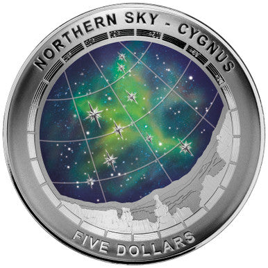 2016 $5 Northern Sky Cygnus 1oz Silver Coloured Proof Domed Coin