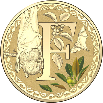 2016 $1 Alphabet Flying Fox Coloured Uncirculated Coin