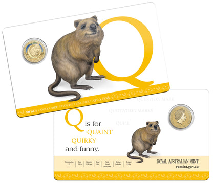 2016 $1 Alphabet Quokka Coloured Uncirculated Coin