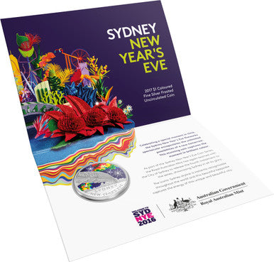 2017 $1 Sydney New Year's Eve 1/2oz Silver Coloured Frosted Uncirculated Coin