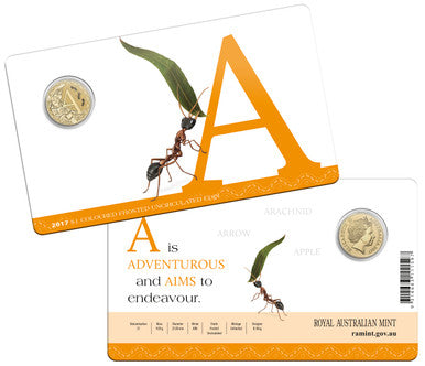 2017 $1 Alphabet Ant Coloured Uncirculated Coin