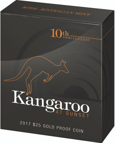 2017 $25 Kangaroo At Sunset 10th Anniversary 1/5oz Gold Proof Coin