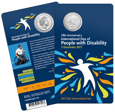 2017 20c The 25th Anniversary of International Day of People With Disability Uncirculated Coin