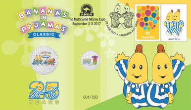 2017 20c & 5c ANDA Melbourne Bananas In Pyjamas 25th Anniversary 2 Coin PNC