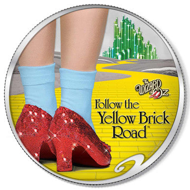 Cook Islands 2017 $5 The Wizard of Oz 1oz Selectively Gold Plated with Swarovski Crystals 1oz Silver Coloured Coin