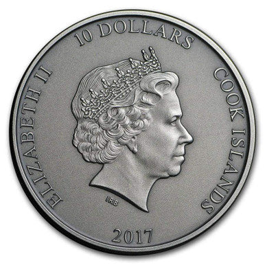 Cook Islands 2017 $10 Mythology Thor's Hammer MjoÌˆllnir 2oz Silver Antiqued High Relief Coin