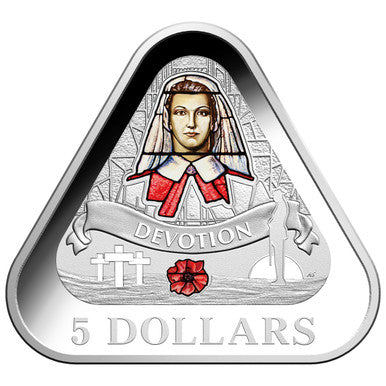 93368 2017 $5 Front Line Angels Silver Coloured Proof Triangular Coin