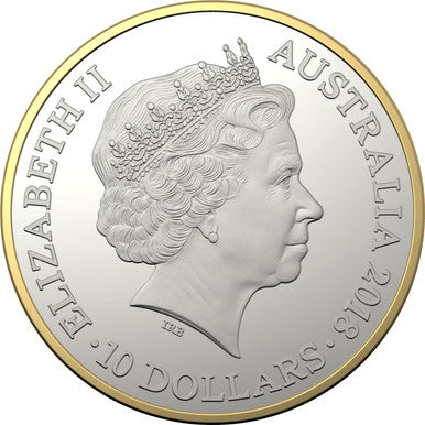2018 $10 25th Anniversary of The Kangaroo Series 5oz Selectively Gold Plated Proof Coin