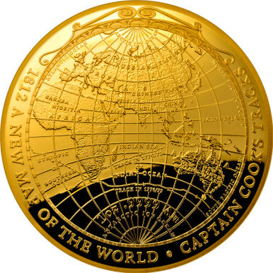 2018 $100 A New Map of The World 1812 Captain Cook's Tracks and His Discoveries 1oz Gold Domed Proof Coin