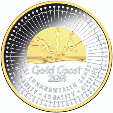 2018 $5 Gold Coast XXI Commonwealth Games Selectively Gold Plated 1oz Silver Proof Coin