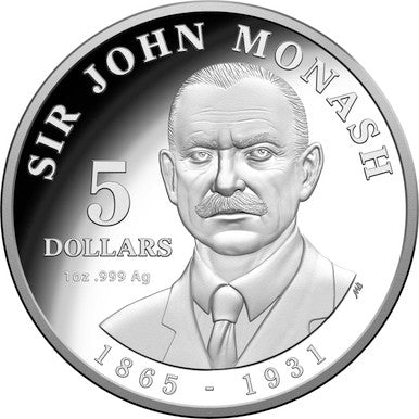 2018 $5 Sir John Monash 1oz Silver Proof Coin