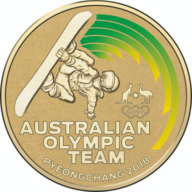 2018 $1 Australian Olympic Team Pyeongchang Coloured Uncirculated Coin