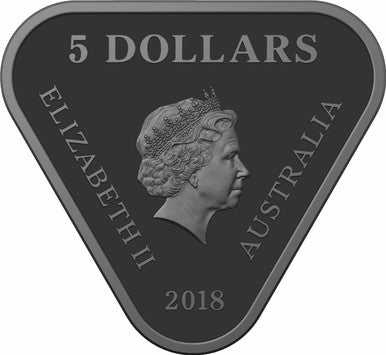 2018 $5 AC/DC 45 Years of Thunder Silver Coloured Triangular Proof Coin with Guitar Pick Set