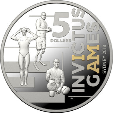 2018 $5 Invictus Games Sydney Selectively Gold Plated 1oz Silver Proof Coin