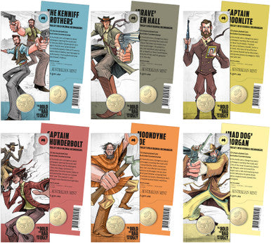 2019 $1 Australian Bushrangers The Bold The Bad and The Ugly Australia Counterstamp Uncirculated 6 Coin Set