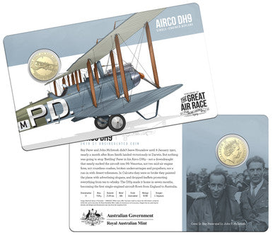 2019 $1 Centenary of The Great Air Race England To Australia 8 Coin Set