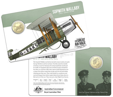 2019 $1 Centenary of The Great Air Race England To Australia 8 Coin Set