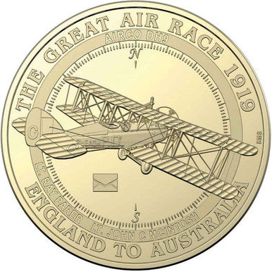 2019 $1 Centenary of First England to Australia Flight Airco DH9 G-EAQM PNC