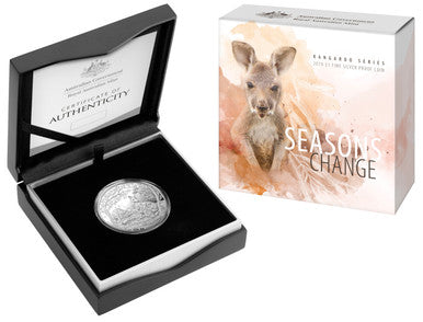 2019 $1 Kangaroo Series Seasons Change 1oz Fine Silver Proof Coin