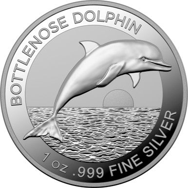 2019 $5 Bottlenose Dolphin 1oz Silver High Relief Proof Coin