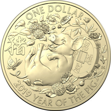 2019 $1 Year of The Pig Uncirculated 3 Coin Set