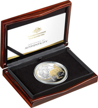 2020 $1 Icons of Australia Mob of Roos 5oz Silver Selectively Gold Plated Coin