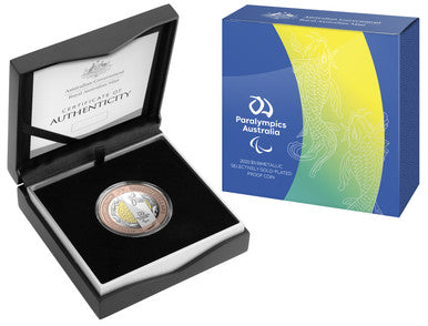 2020 $5 Paralympics Australia BiMetallic Selectively Gold Plated Proof Coin