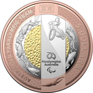 2020 $5 Paralympics Australia BiMetallic Selectively Gold Plated Proof Coin